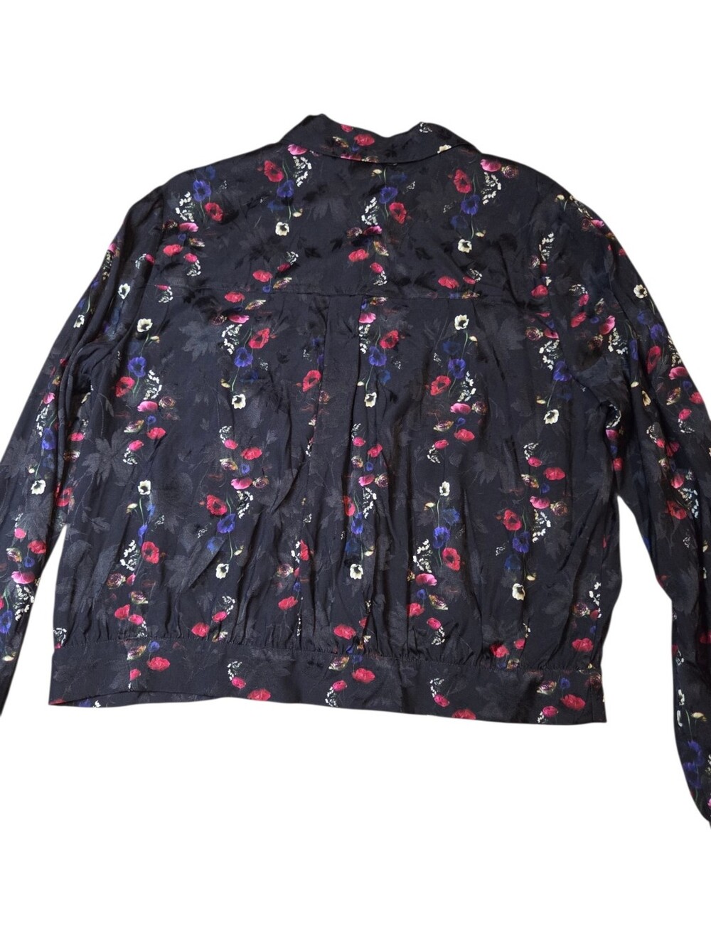 AllSaints Adeliza Spirit Floral Satin Crop Blouse Dark Romantic Shirt Large